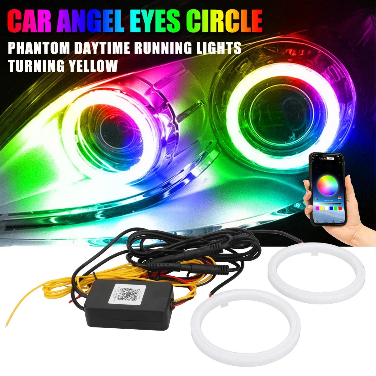 Angel Eye  RGB Ϸ  ڵ LED Ȱ  ְ  DRL Ʈ 9-30V  , 60mm, 2 